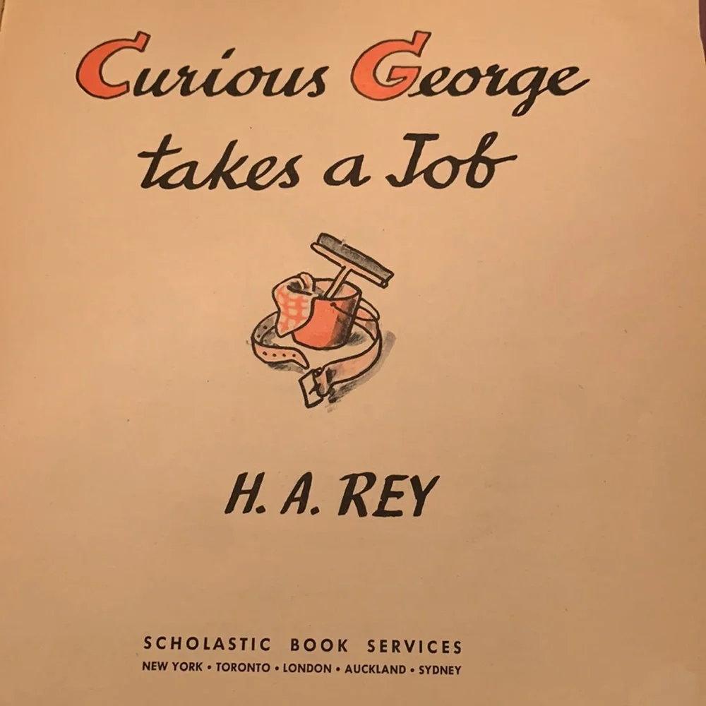 Curious George Takes a Job Vintage picture book H.A. Rey 1969 edition scholastic